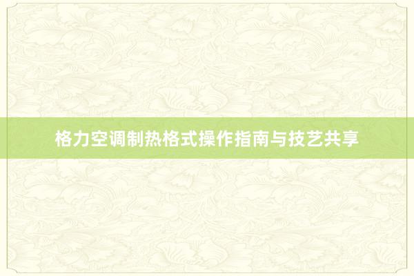 格力空调制热格式操作指南与技艺共享